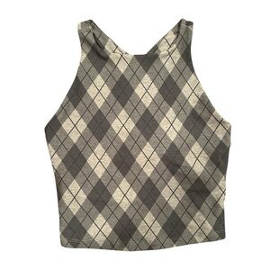 Beyond Yoga Gray Argyle Crop Tank - XS